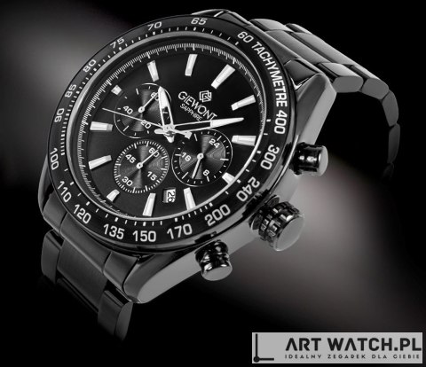 Zegarek Męski Giewont Chronograph Sapphire Czarny GW9580-B2