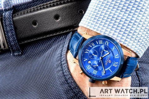 Zegarek Męski Giewont Chronograph Sapphire Miedziano Niebieski GW6260-A5