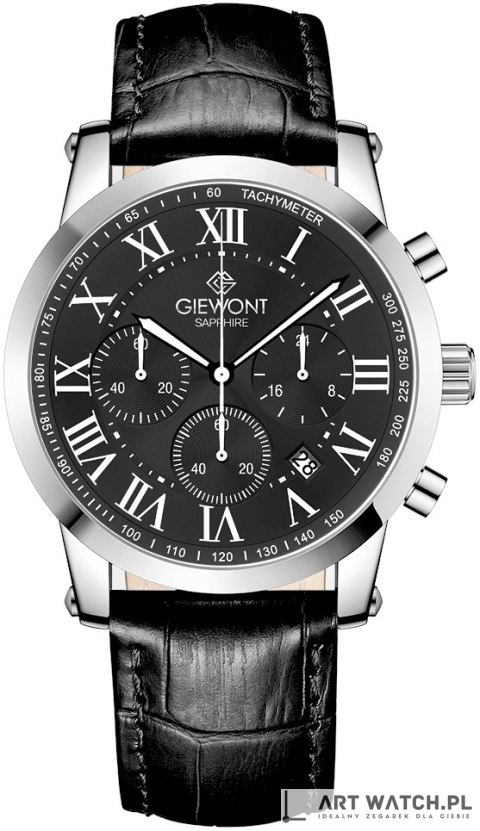 Zegarek Męski Giewont Chronograph Sapphire Srebrno Czarny GW6260-A2