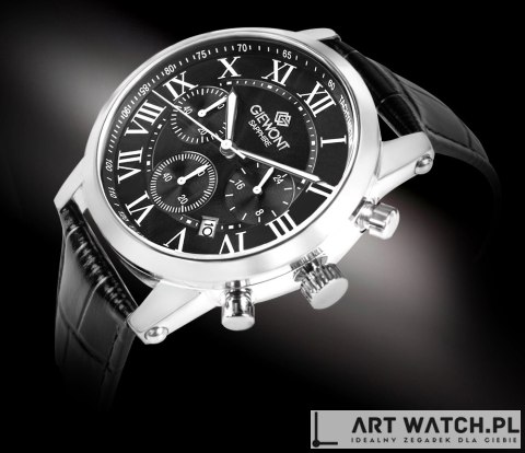 Zegarek Męski Giewont Chronograph Sapphire Srebrno Czarny GW6260-A2