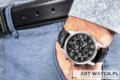 Zegarek Męski Giewont Chronograph Sapphire Srebrno Czarny GW6260-A2