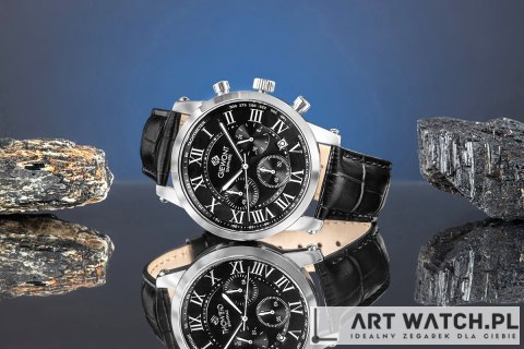 Zegarek Męski Giewont Chronograph Sapphire Srebrno Czarny GW6260-A2