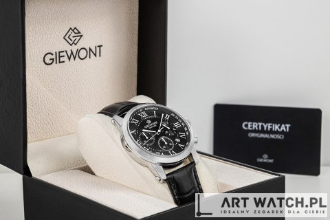 Zegarek Męski Giewont Chronograph Sapphire Srebrno Czarny GW6260-A2