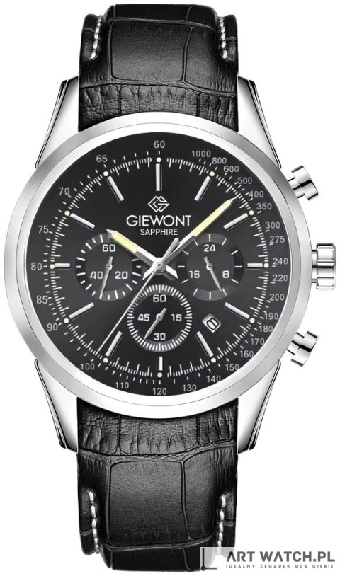 Zegarek Męski Giewont Chronograph Sapphire Srebrno Czarny GW7650-A2