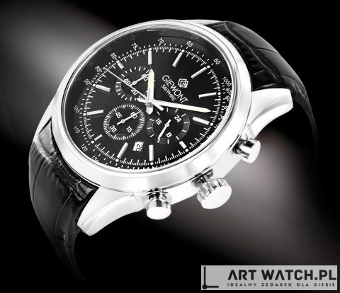 Zegarek Męski Giewont Chronograph Sapphire Srebrno Czarny GW7650-A2