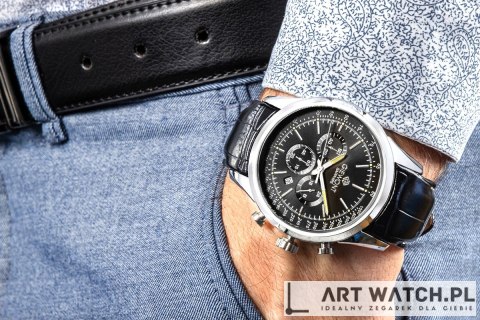 Zegarek Męski Giewont Chronograph Sapphire Srebrno Czarny GW7650-A2