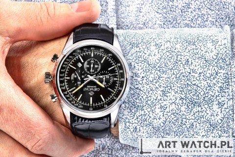 Zegarek Męski Giewont Chronograph Sapphire Srebrno Czarny GW7650-A2