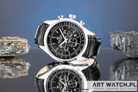 Zegarek Męski Giewont Chronograph Sapphire Srebrno Czarny GW7650-A2