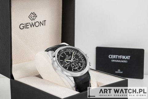 Zegarek Męski Giewont Chronograph Sapphire Srebrno Czarny GW7650-A2