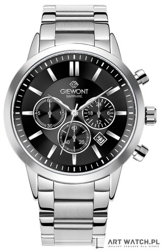 Zegarek Męski Giewont Chronograph Sapphire Srebrno Czarny GW8510-B1