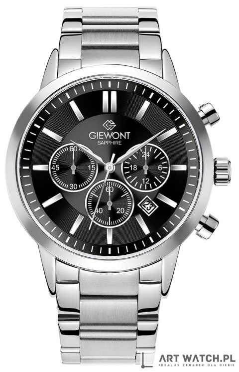 Zegarek Męski Giewont Chronograph Sapphire Srebrno Czarny GW8510-B1