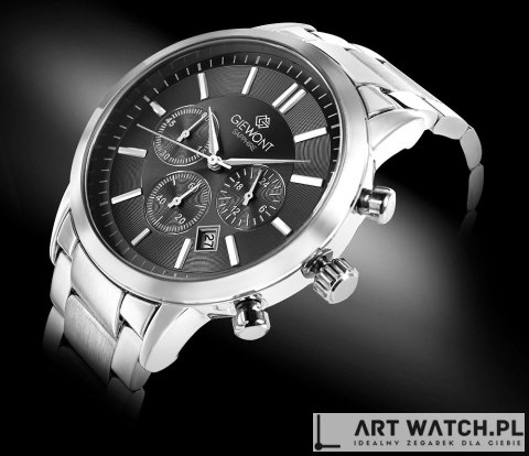 Zegarek Męski Giewont Chronograph Sapphire Srebrno Czarny GW8510-B1