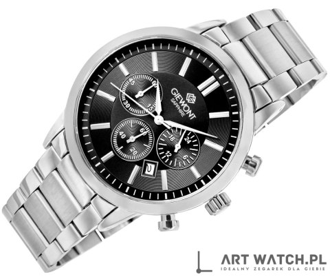 Zegarek Męski Giewont Chronograph Sapphire Srebrno Czarny GW8510-B1