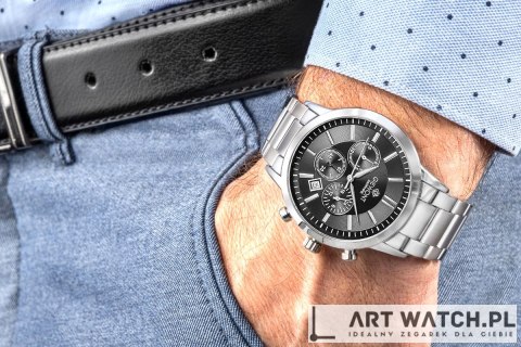 Zegarek Męski Giewont Chronograph Sapphire Srebrno Czarny GW8510-B1