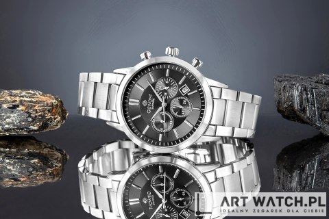 Zegarek Męski Giewont Chronograph Sapphire Srebrno Czarny GW8510-B1