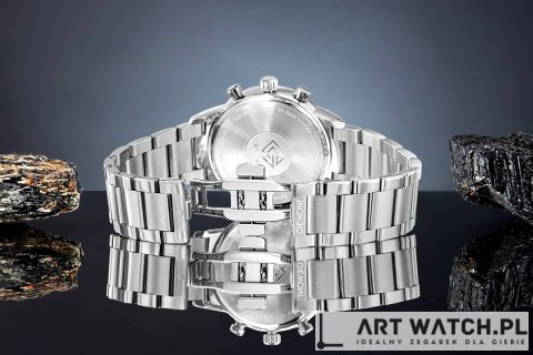 Zegarek Męski Giewont Chronograph Sapphire Srebrno Czarny GW8510-B1