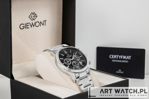 Zegarek Męski Giewont Chronograph Sapphire Srebrno Czarny GW8510-B1