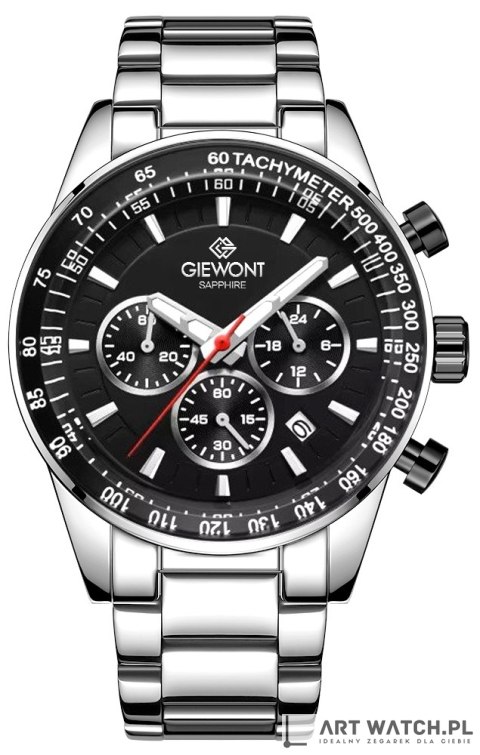Zegarek Męski Giewont Chronograph Sapphire Srebrno Czarny GW9140-B1