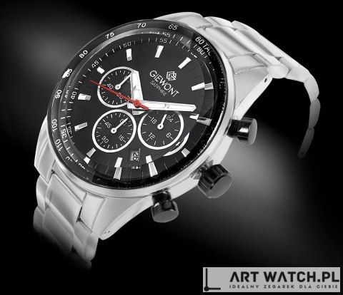 Zegarek Męski Giewont Chronograph Sapphire Srebrno Czarny GW9140-B1