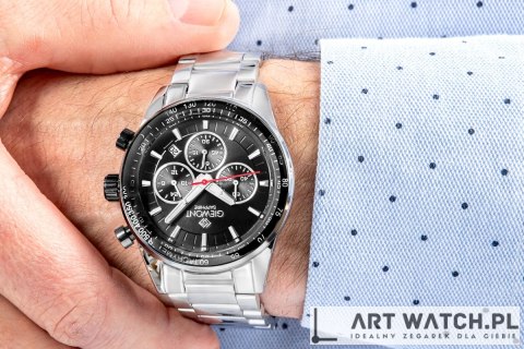 Zegarek Męski Giewont Chronograph Sapphire Srebrno Czarny GW9140-B1