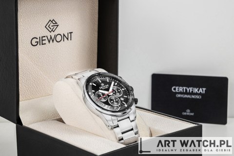 Zegarek Męski Giewont Chronograph Sapphire Srebrno Czarny GW9140-B1
