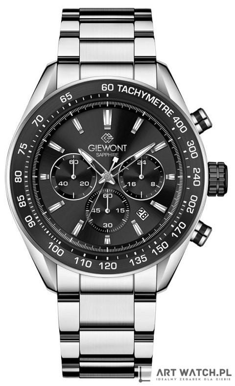 Zegarek Męski Giewont Chronograph Sapphire Srebrno Czarny GW9580-B1