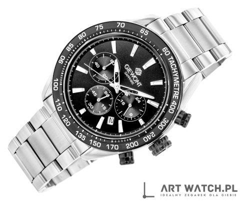 Zegarek Męski Giewont Chronograph Sapphire Srebrno Czarny GW9580-B1