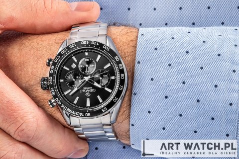 Zegarek Męski Giewont Chronograph Sapphire Srebrno Czarny GW9580-B1
