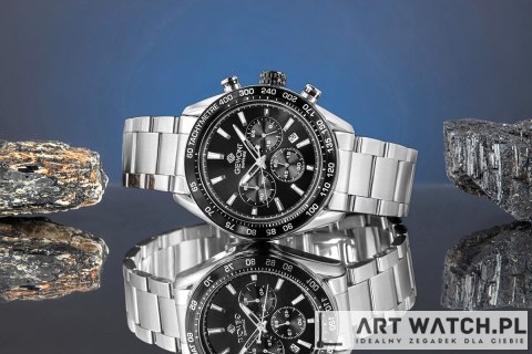 Zegarek Męski Giewont Chronograph Sapphire Srebrno Czarny GW9580-B1
