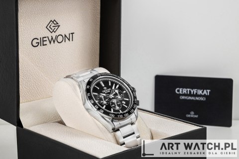 Zegarek Męski Giewont Chronograph Sapphire Srebrno Czarny GW9580-B1