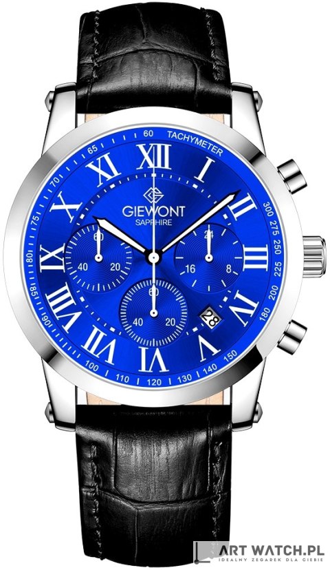 Zegarek Męski Giewont Chronograph Sapphire Srebrno Niebieski GW6260-A4