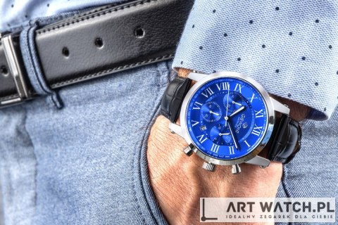 Zegarek Męski Giewont Chronograph Sapphire Srebrno Niebieski GW6260-A4