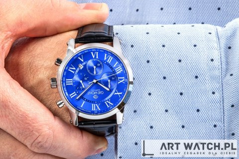 Zegarek Męski Giewont Chronograph Sapphire Srebrno Niebieski GW6260-A4