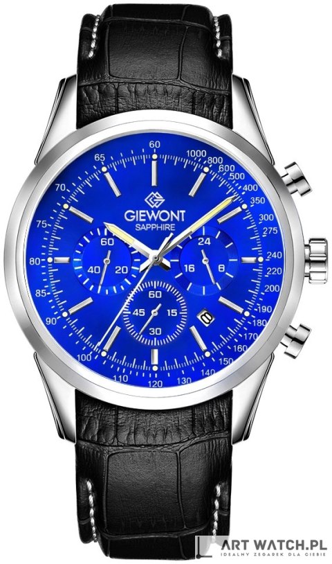 Zegarek Męski Giewont Chronograph Sapphire Srebrno Niebieski GW7650-A3
