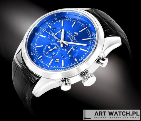 Zegarek Męski Giewont Chronograph Sapphire Srebrno Niebieski GW7650-A3