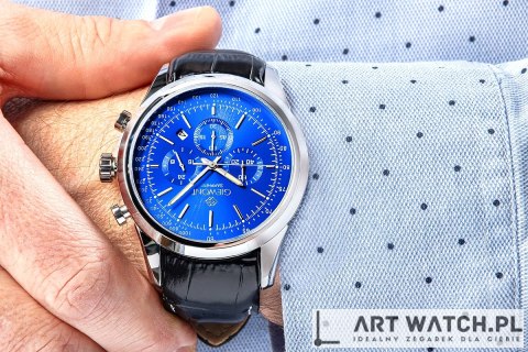 Zegarek Męski Giewont Chronograph Sapphire Srebrno Niebieski GW7650-A3