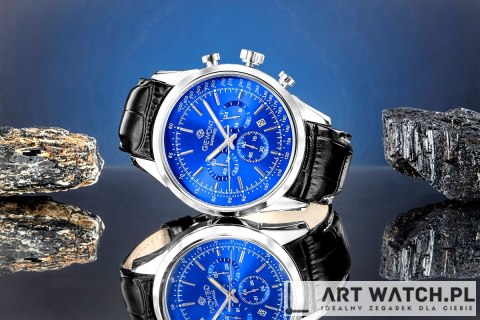 Zegarek Męski Giewont Chronograph Sapphire Srebrno Niebieski GW7650-A3