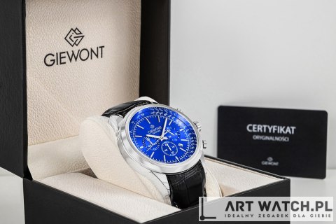 Zegarek Męski Giewont Chronograph Sapphire Srebrno Niebieski GW7650-A3