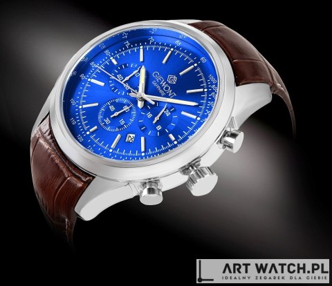 Zegarek Męski Giewont Chronograph Sapphire Srebrno Niebieski GW7650-A5