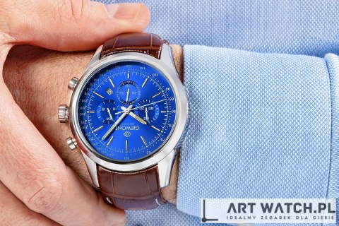 Zegarek Męski Giewont Chronograph Sapphire Srebrno Niebieski GW7650-A5