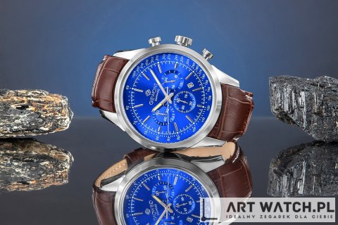 Zegarek Męski Giewont Chronograph Sapphire Srebrno Niebieski GW7650-A5