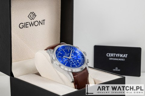 Zegarek Męski Giewont Chronograph Sapphire Srebrno Niebieski GW7650-A5