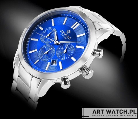 Zegarek Męski Giewont Chronograph Sapphire Srebrno Niebieski GW8510-B3