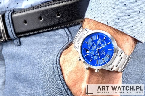 Zegarek Męski Giewont Chronograph Sapphire Srebrno Niebieski GW8510-B3
