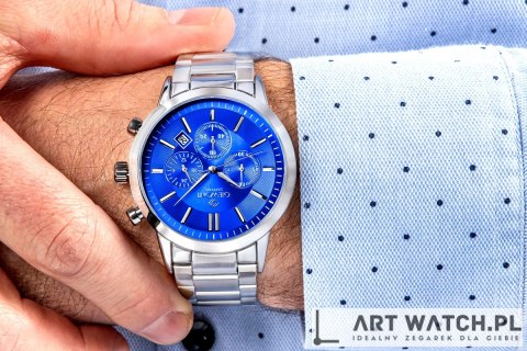 Zegarek Męski Giewont Chronograph Sapphire Srebrno Niebieski GW8510-B3