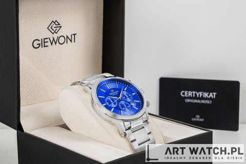 Zegarek Męski Giewont Chronograph Sapphire Srebrno Niebieski GW8510-B3