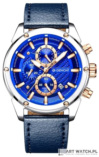 Zegarek Męski Giewont Chronograph Sapphire Srebrno Niebieski GW8810-A2