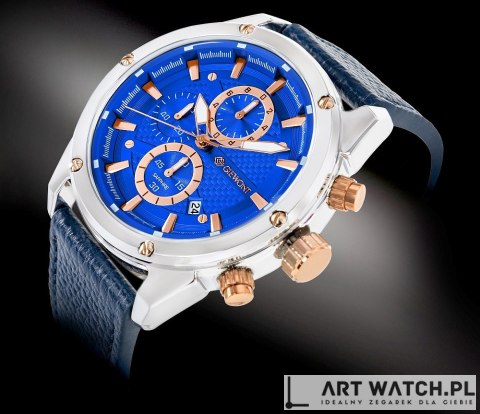 Zegarek Męski Giewont Chronograph Sapphire Srebrno Niebieski GW8810-A2