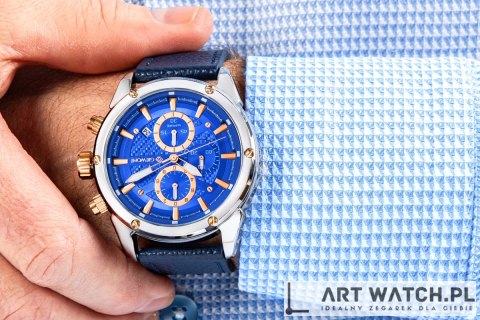 Zegarek Męski Giewont Chronograph Sapphire Srebrno Niebieski GW8810-A2