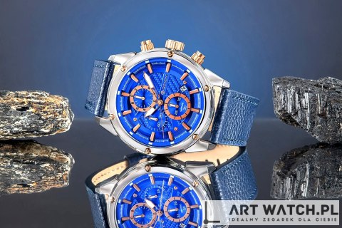 Zegarek Męski Giewont Chronograph Sapphire Srebrno Niebieski GW8810-A2